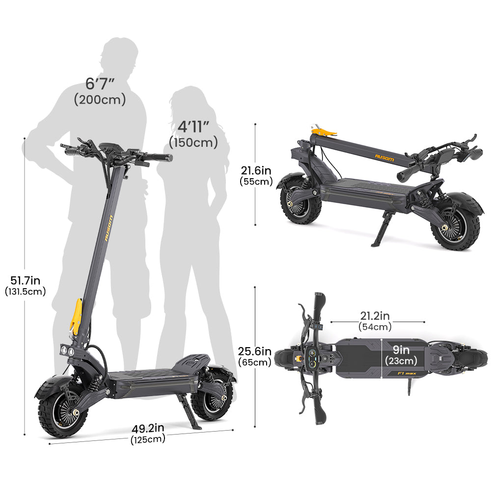 Ausom F1 Max Electric Scooter Dual 1400W Motor 60V 20.8Ah Battery 10" Tires