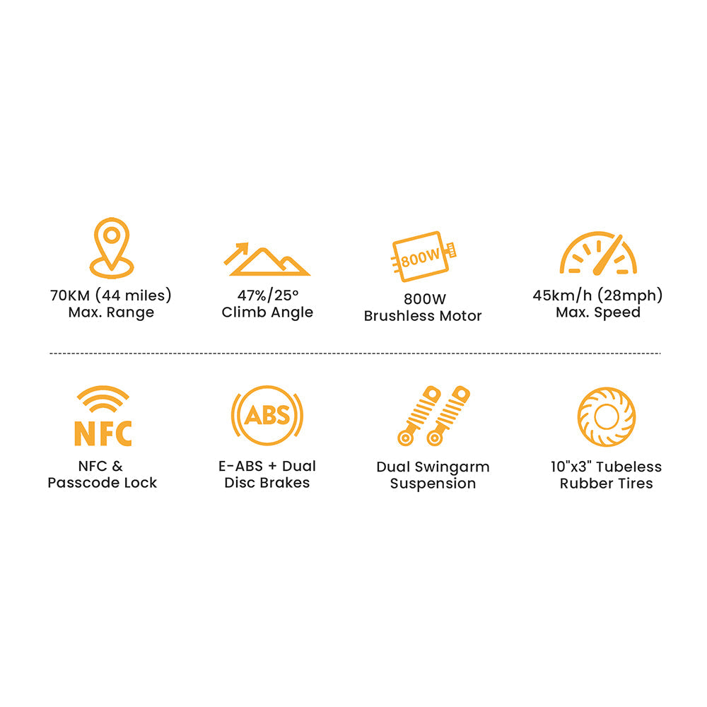 Ausom L1 Electric Scooter Single 800W Motor 10" Tires 48V 15.6Ah Battery