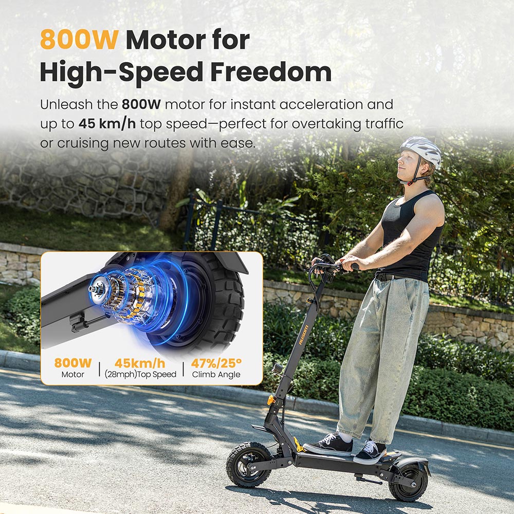Ausom L1 Electric Scooter Single 800W Motor 10" Tires 48V 15.6Ah Battery