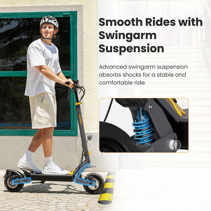 Ausom L1 Electric Scooter Single 800W Motor 10" Tires 48V 15.6Ah Battery