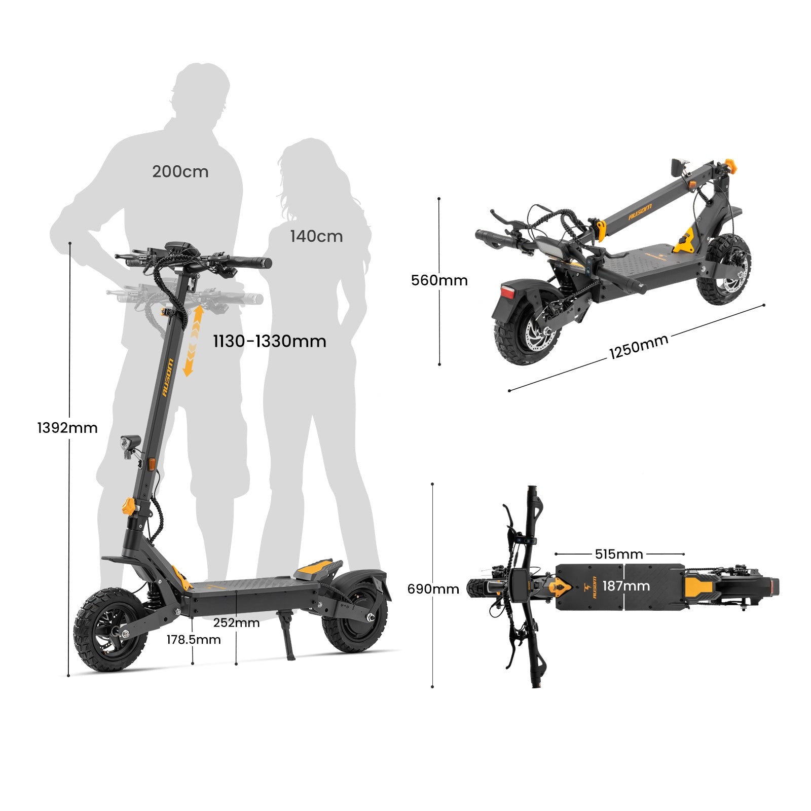 Ausom L1 ABE Electric Scooter 10" Tire 500W 48V 15.6Ah Battery