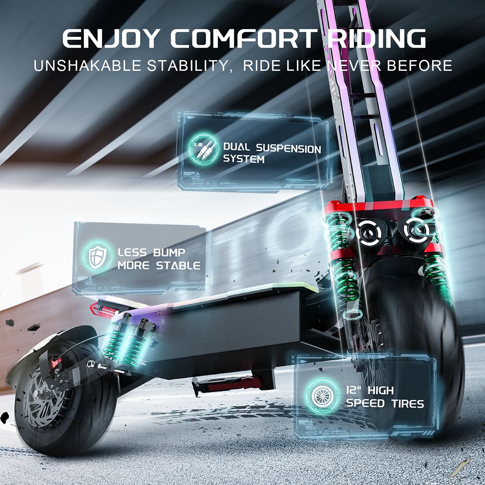 FEFNGQS GT9 Electric Scooter 12" Tires Dual 3500W Motors 60V 38Ah Battery