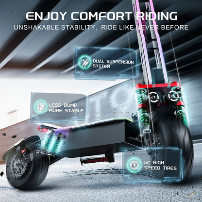 FEFNGQS GT9 Electric Scooter 12" Tires Dual 3500W Motors 60V 38Ah Battery