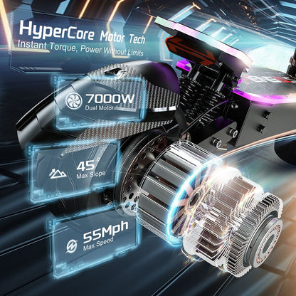 FEFNGQS GT9 Electric Scooter 12" Tires Dual 3500W Motors 60V 38Ah Battery