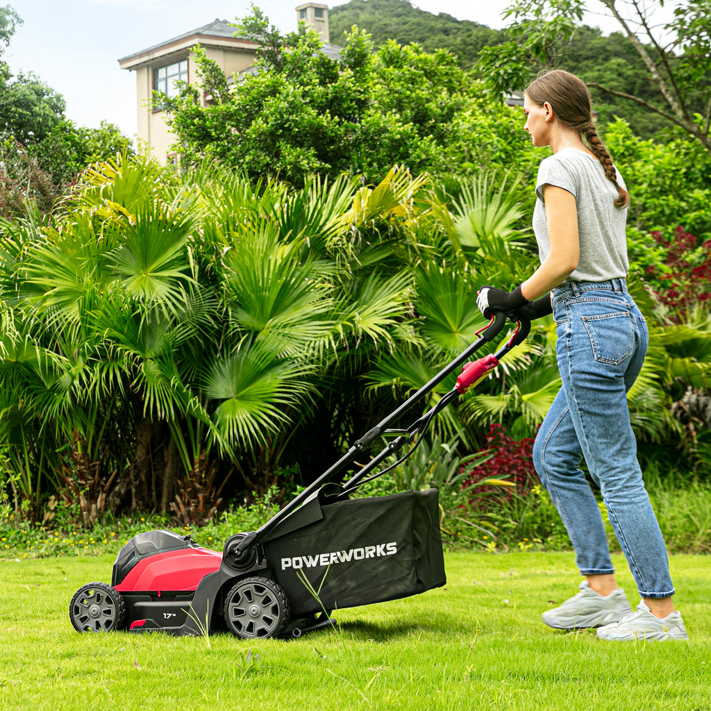 POWERWORKS XB 40V 17" Cordless Push Mower, 4Ah Battery and Charger Included