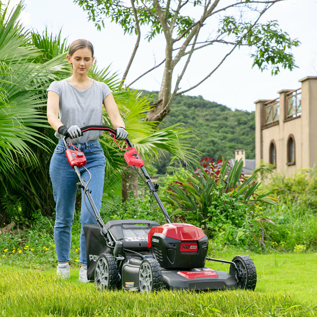 POWERWORKS 40V 21 Inch Brushless Cordless Self-Propelled Lawn Mower, Batteries and Charger Included