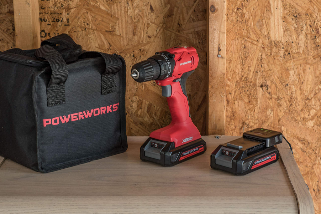 POWERWORKS XB 20V Cordless Drill / Driver, 2 Batteries and Charger included