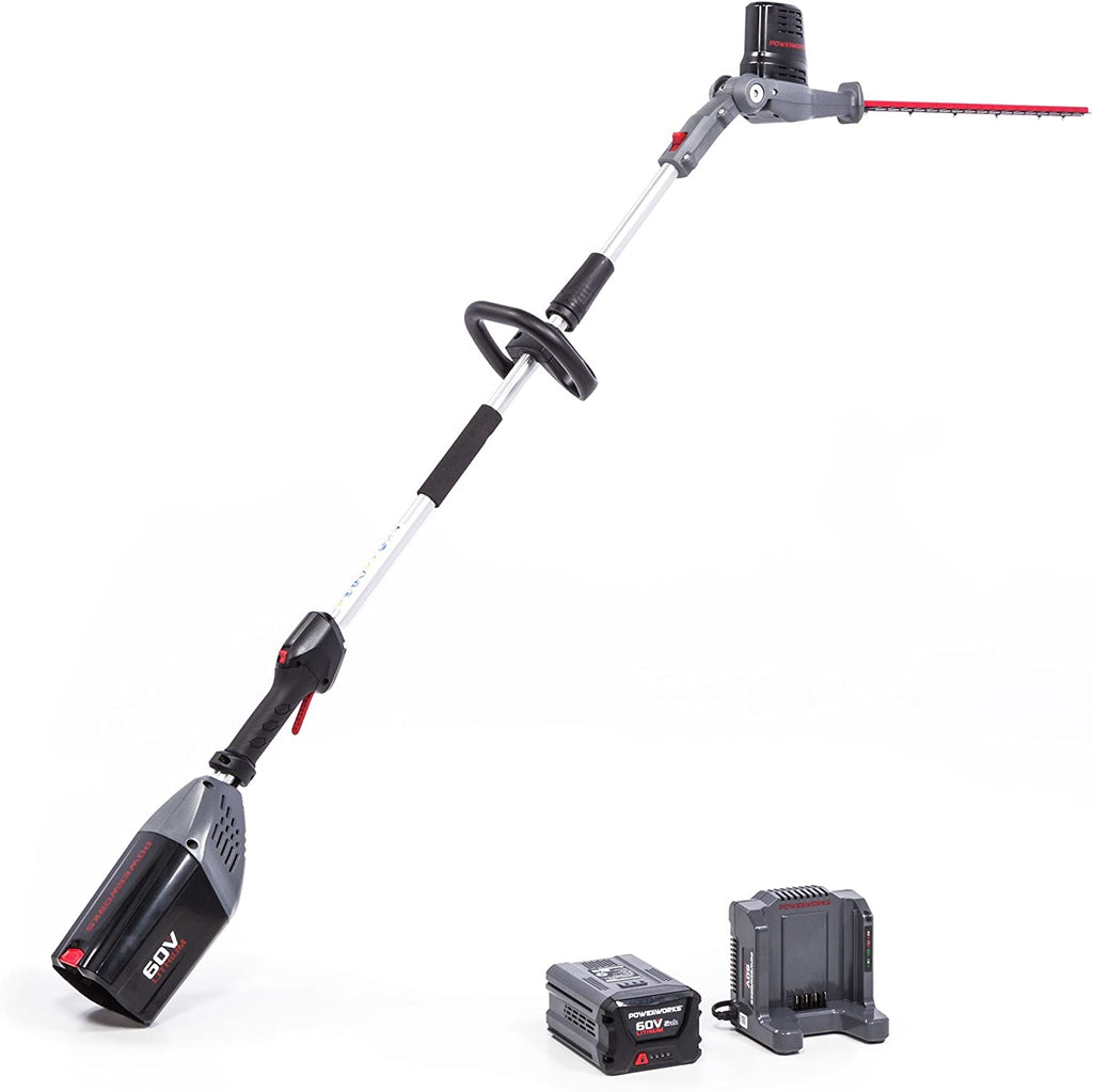 POWERWORKS 60V 20 Inch Pole Hedge Trimmer, 2.0 Ah Battery and Charger Included