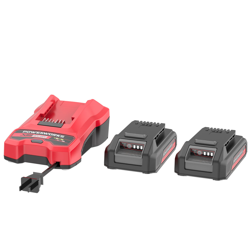 POWERWORKS 20V 2.0 Ah Two batteries and One (40V / 20V) 1.5A  Charger