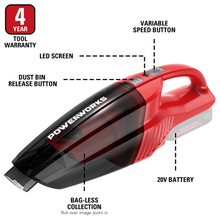 Load image into Gallery viewer, Powerworks 20V Cordless Handheld Vacuum, Battery and Charger not Included