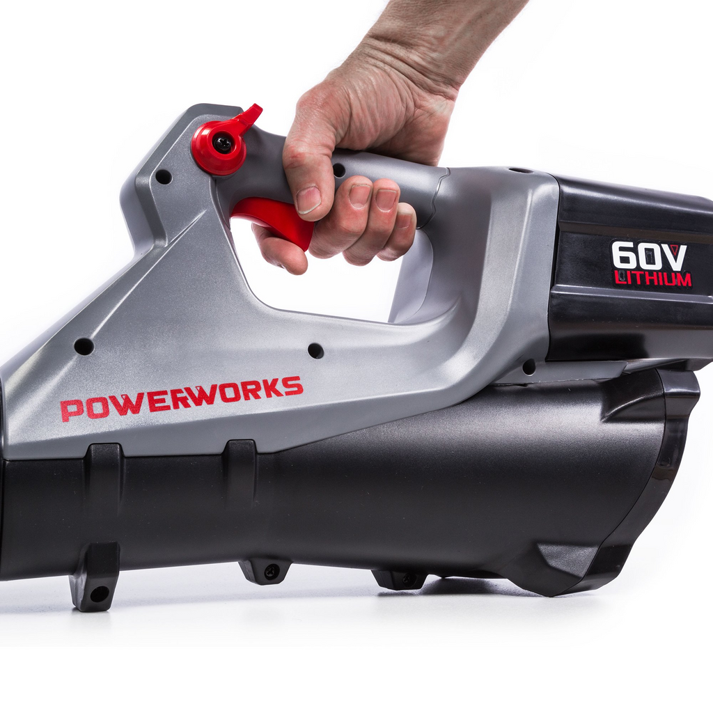 POWERWORKS 60V Brushless Leaf Blower, Variable Speed Electric Lawn Blower 125 MPH/450 CFM, 2.5Ah Battery and Charger Included